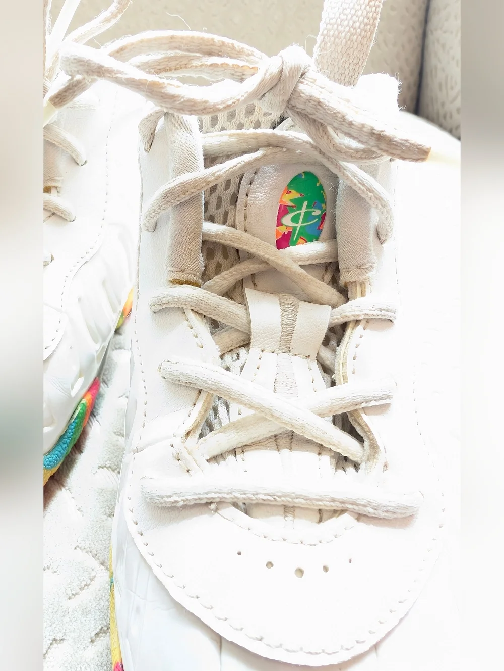 Nike Lil Posite One GS Fruity Pebbles Toddler 8C White Lace Up‎ Sneakers No Box